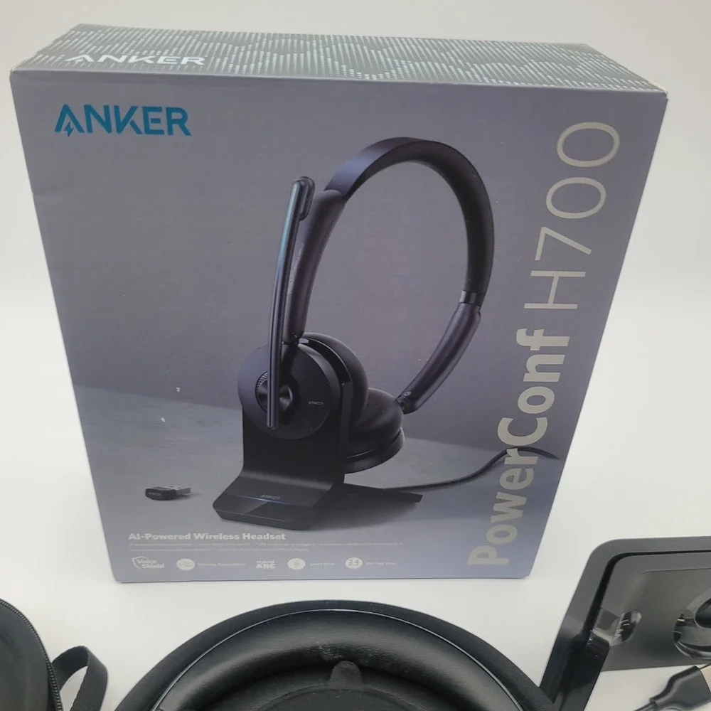 Anker PowerConf H700 AI-Powered Wireless Headset with Charging Stand Navy Blue